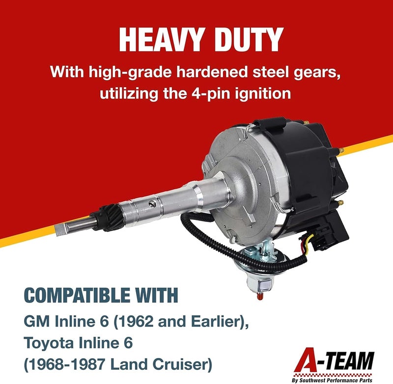 A-Team Performance Six Cylinder Complete HEI Distributor - 65K Coil & Automotive Wire - CNC Shaft & Distributor Assembly - Compatible with Toyota FJ40, FJ60 & GM Straight-6 Engines - Image 3
